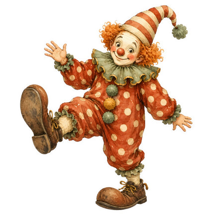 Circus Clown 100% Cotton Fabric Panel Block Quilt Square FLIP-ART952
