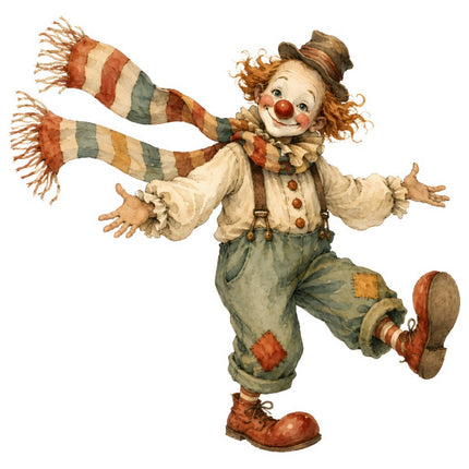 Circus Clown 100% Cotton Fabric Panel Block Quilt Square FLIP-ART957