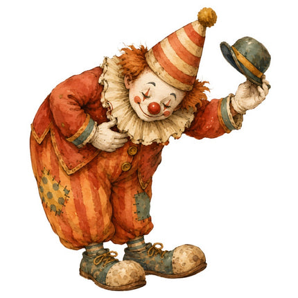 Circus Clown 100% Cotton Fabric Panel Block Quilt Square FLIP-ART959