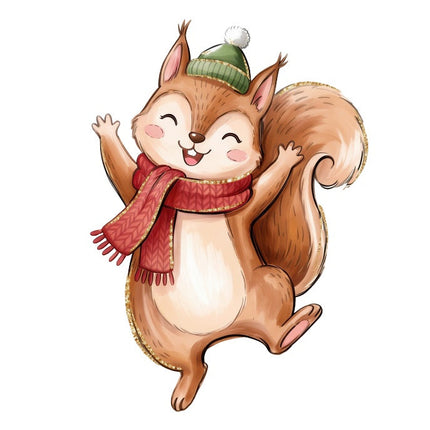 winter squirrel fabric panel