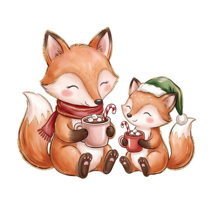 Christmas fox fabric panel