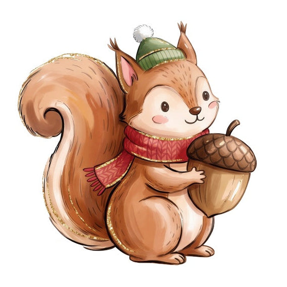 winter squirrel fabric panel