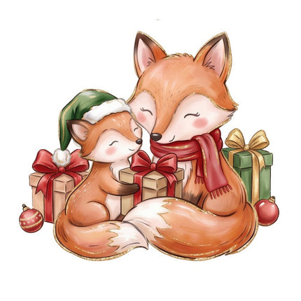 Christmas fox fabric panel