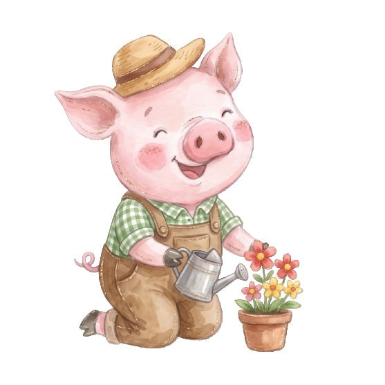 garden pig quilt square
