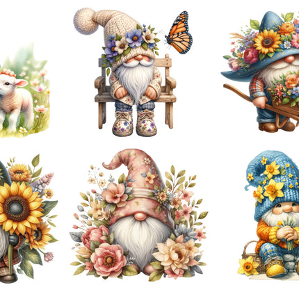 6 Piece 3"x3" Gnomes 100% Cotton Fabric Panel Squares Quilting Blocks MP151