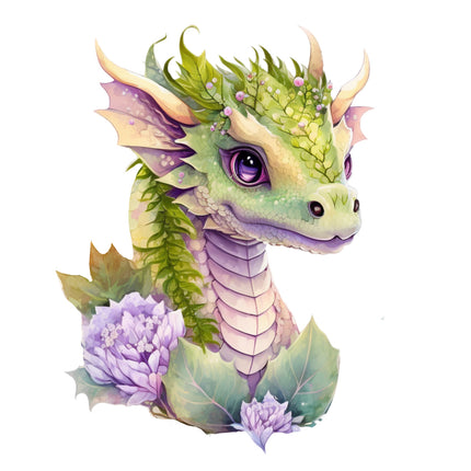 Fantasy dragon cotton fabric panel for quilting