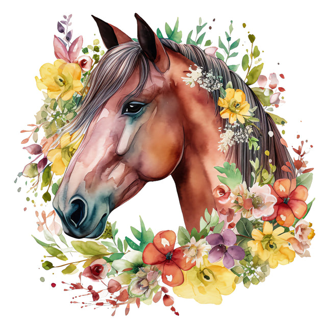 floral horse quilt block