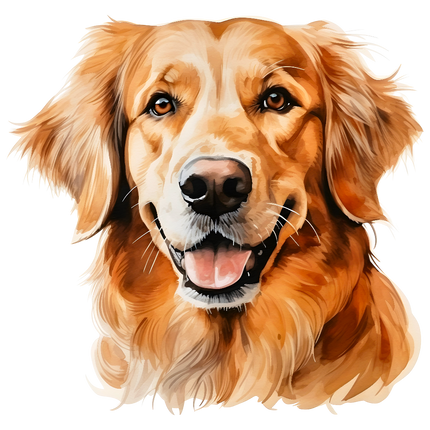 Digitally printed fabric panel featuring the image of a golden retriever dog.