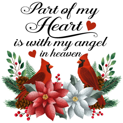 A memoriam fabric panel block featuring two red cardinals
