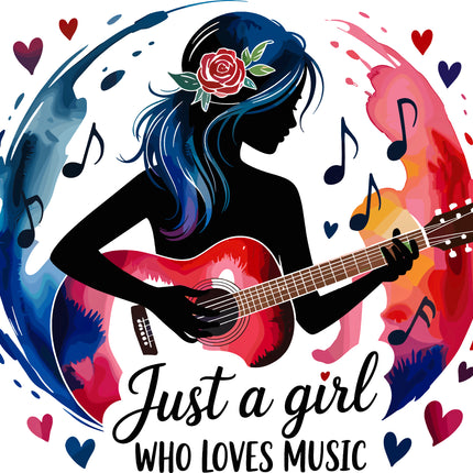 Just a Girl Who Loves Music 100% Cotton Fabric Panel Block BB1302
