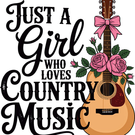 Just a Girl Who Loves Country Music 100% Cotton Fabric Panel Block BB1304