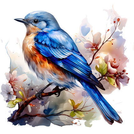 Colorful bird fabric panel