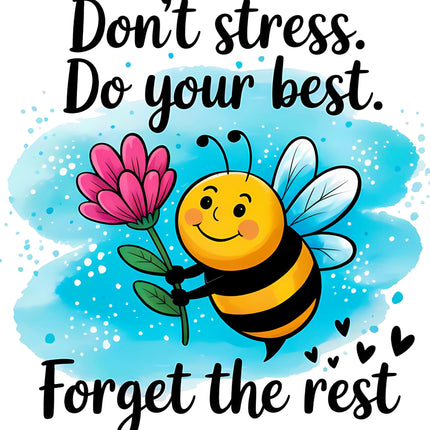 Don't Stress Bee 100% Cotton Fabric Panel Block BB13253