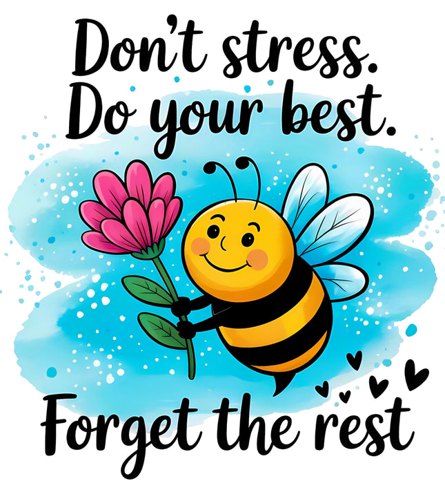 Don't Stress Bee 100% Cotton Fabric Panel Block BB13253
