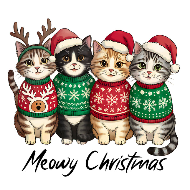 Meowy Christmas Cats 100% Cotton Fabric Panel Block BB13283