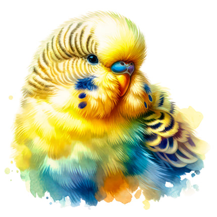 Colorful parakeet fabric panel