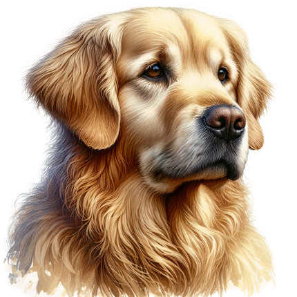 Close-up of a golden retriever's face fabric panel