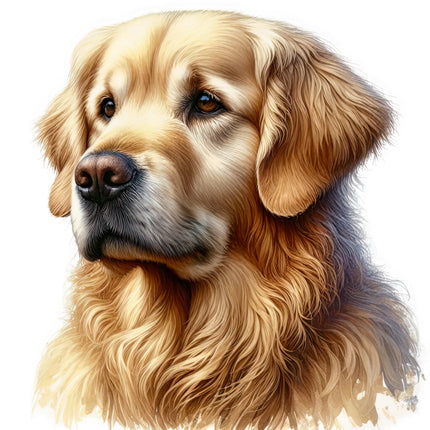 Close-up of a golden retriever's face fabric panel