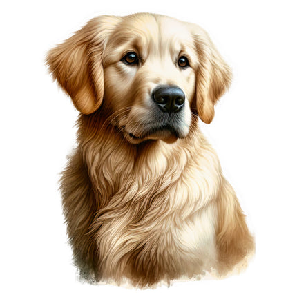 Illustration of a golden retriever quilt block
