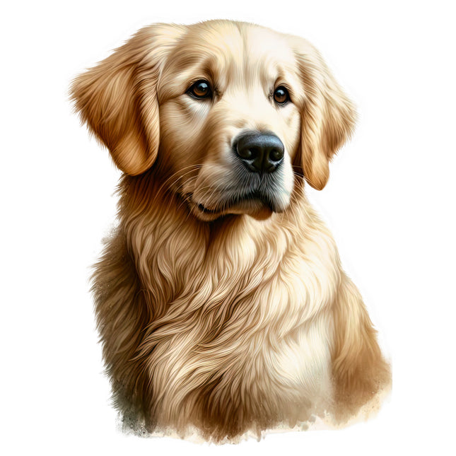 Illustration of a golden retriever quilt block