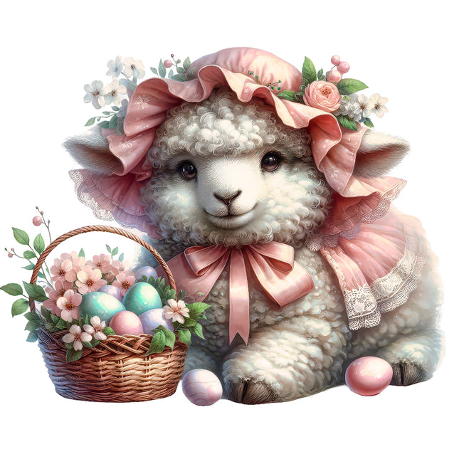 lamb with a pink dress fabric panel