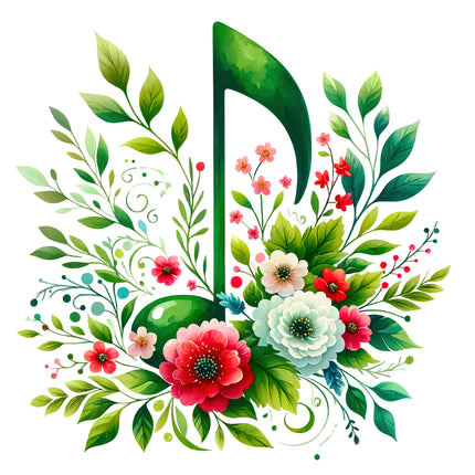 Floral Musical Note 100% Cotton Fabric Panel Block BB1609
