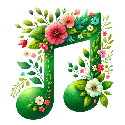 Floral Musical Note 100% Cotton Fabric Panel Block BB1612