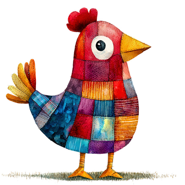 Colorful chicken cotton quilt block