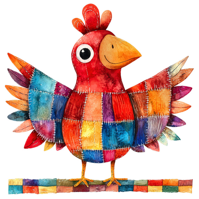 Colorful chicken cotton quilt block