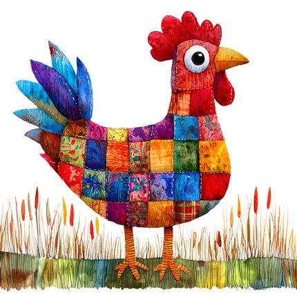 Colorful chicken cotton quilt block