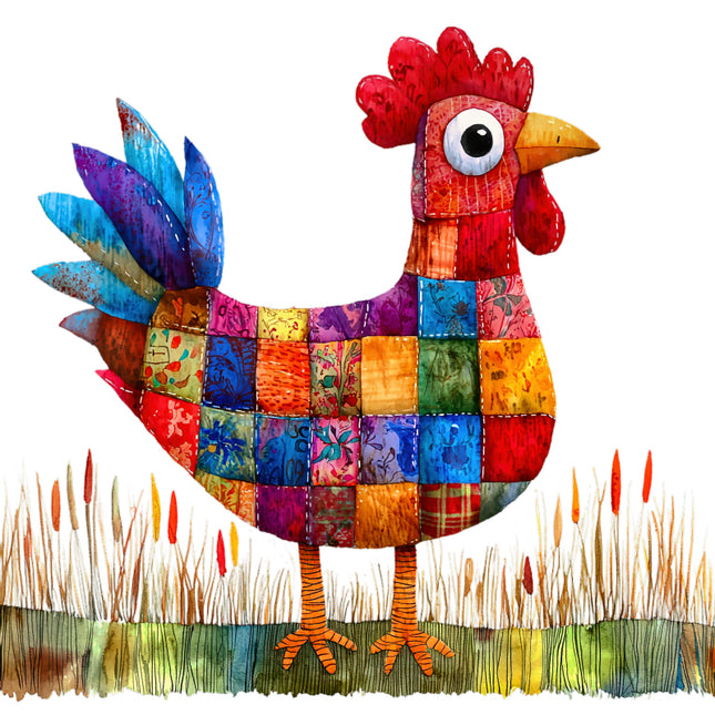 Colorful chicken cotton quilt block