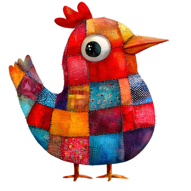Colorful chicken cotton quilt block