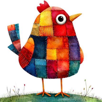 Colorful chicken cotton quilt block