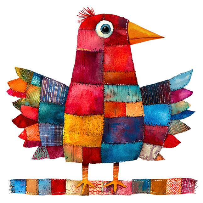 Colorful patchwork chicken cotton quilt block