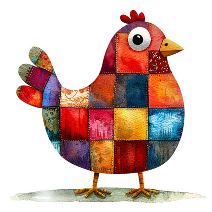 Colorful patchwork chicken cotton quilt block