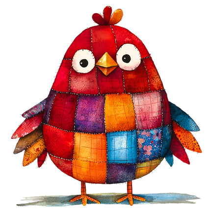 Patchwork Chicken 100% Cotton Fabric Panel Block BB1682