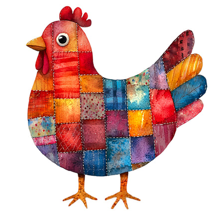 Patchwork Chicken 100% Cotton Fabric Panel Block BB1686