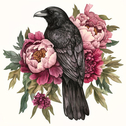 Floral Raven 100% Cotton Fabric Panel Block BB1697