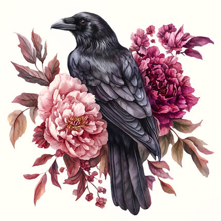 Floral Raven 100% Cotton Fabric Panel Block BB1700