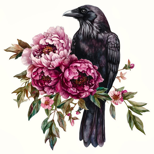 Floral Raven 100% Cotton Fabric Panel Block BB1702