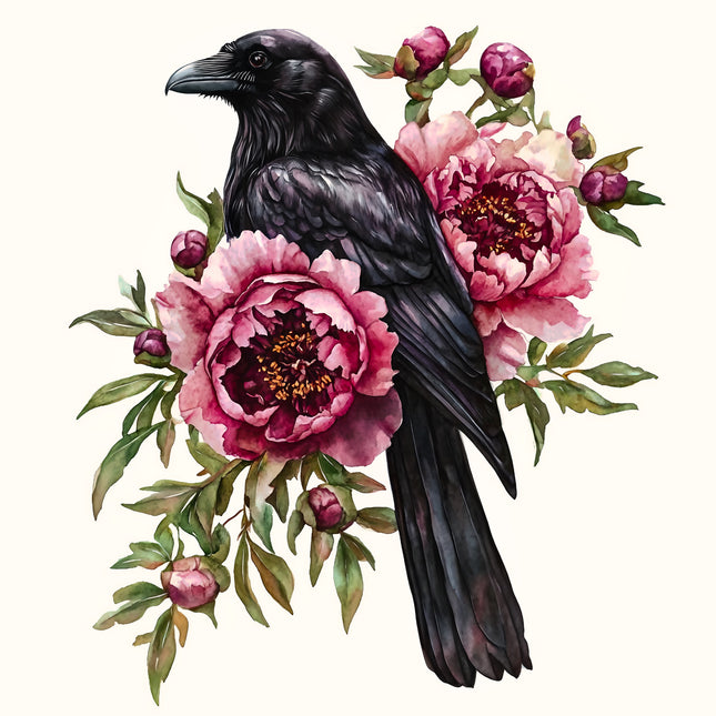 Floral Raven 100% Cotton Fabric Panel Block BB1703