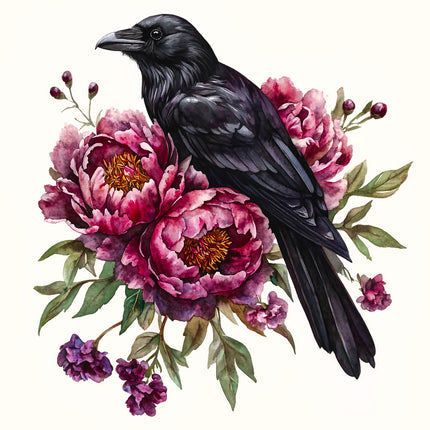 Floral Raven 100% Cotton Fabric Panel Block BB1704