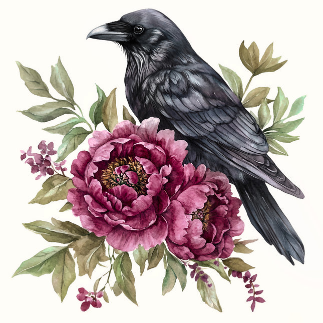 Floral Raven 100% Cotton Fabric Panel Block BB1705