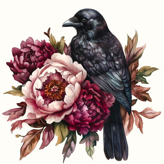 Floral Raven 100% Cotton Fabric Panel Block BB1706