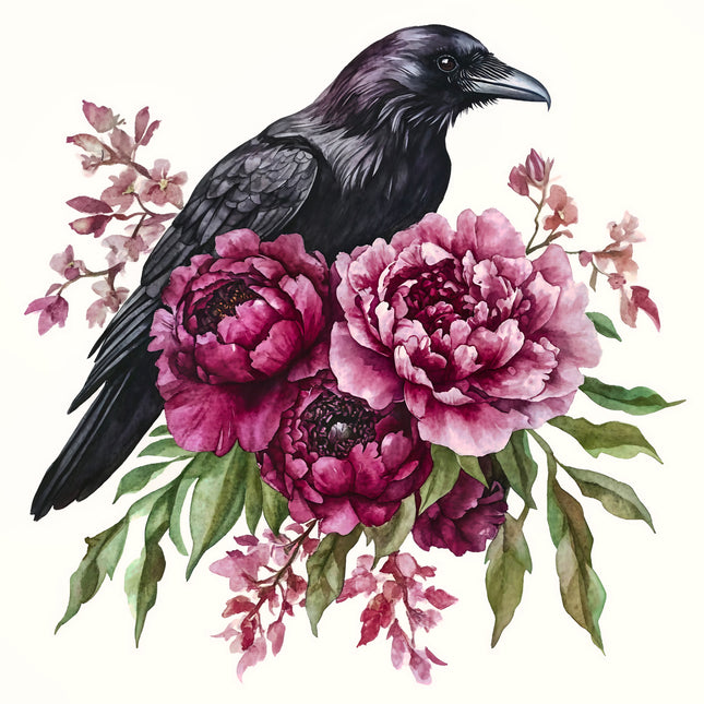 Floral Raven 100% Cotton Fabric Panel Block BB1707