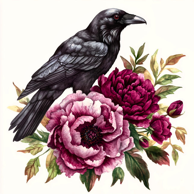 Floral Raven 100% Cotton Fabric Panel Block BB1709