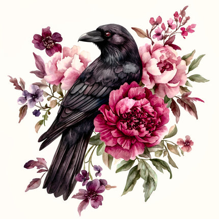 Floral Raven 100% Cotton Fabric Panel Block BB1710