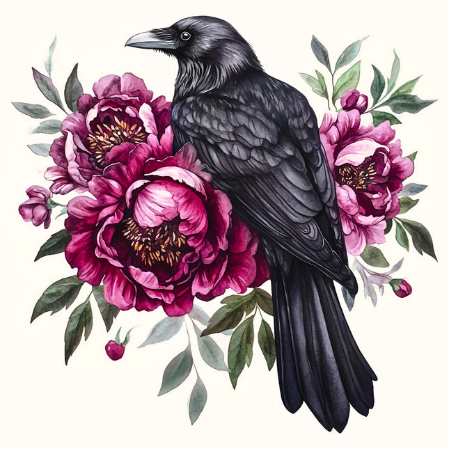 Floral Raven 100% Cotton Fabric Panel Block BB1711