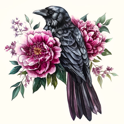 Floral Raven 100% Cotton Fabric Panel Block BB1712