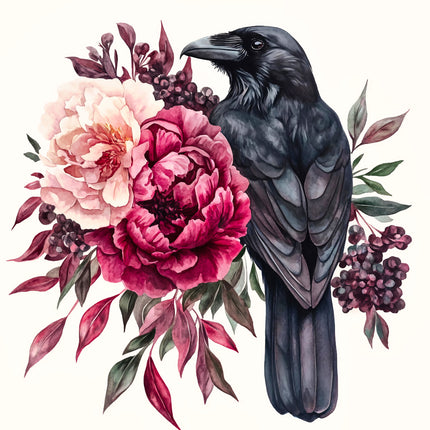 Floral Raven 100% Cotton Fabric Panel Block BB1713